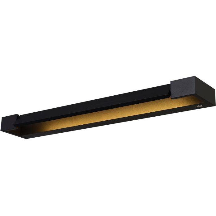 Freelight Parete W1460Z zwarte schilderijlamp met kantelbaar deel waar de LED is geplaatst. rechtsonder een touch dimmer