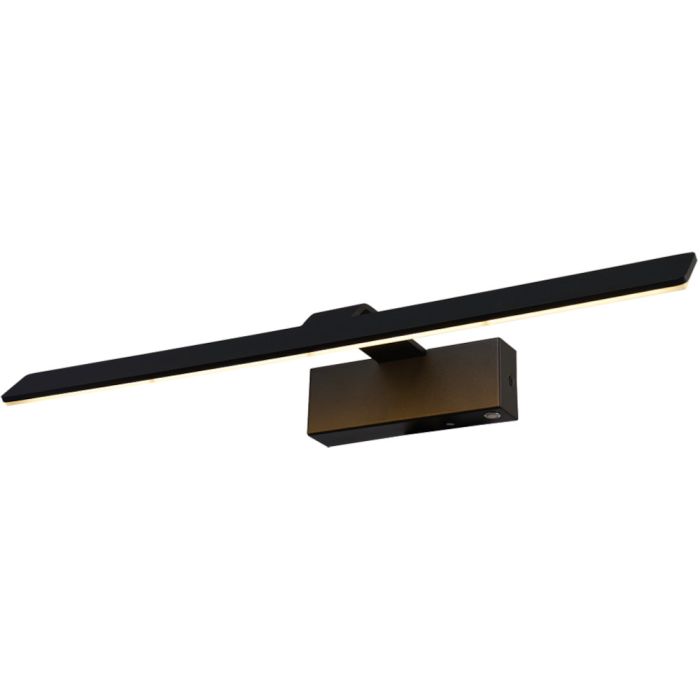 Freelight Dali W7553Z zwarte schilerijlamp van 53cm en platte lichtunit en touchdimmer rechtsonder op de wandplaat