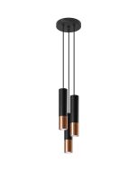 Sollux Lopez SL.0949 zwart met koperen hanglamp