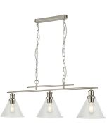 Searchlight Pyramid 1277-3SS staal kleurige hanglamp met helder glas