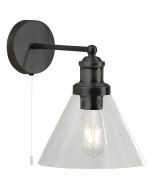 Searchligth Pyramid 1277BK zwarte wandlamp met trekschakelaar