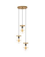 Britop Netuno 1811059351R zwart met goud hanglamp met grenen