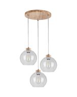Britop Laguna 18710374R eiken hanglamp met helder glazen bollen