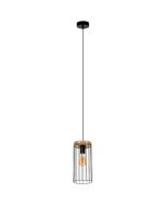 Britop Timeo 19619104 zwarte hanglamp met eikenhout