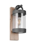 Trio Sambesi 204160135 antraciet wandlamp met houtprint