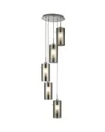 Searchlight Duo 2305-5SM rookglazen hanglamp