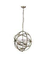 Searchlight Orbit 2474-4AB antiek bronzen kroonluchter
