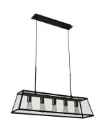 Searchlight Voyager 4614-5BK zwarte hanglamp met helder glas
