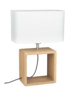 Britop Cadre 7702974 eikenhouten tafellamp met witte kap