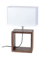Britop Cadre 7702976 witte tafellamp met walnoot voet