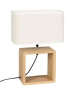 Britop Boho 77091174 eikenhouten tafellamp met linnen kap