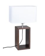 Britop Cadre 7712976 witte tafellamp met walnoot voet
