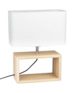 Britop Cadre 7722974 eikenhouten tafellamp met witte kap
