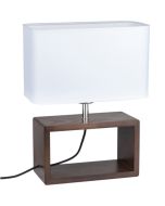 Britop Cadre 7722976 witte tafellamp met walnoot voet