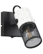 Trio Tosh 804370134 zwarte wandspot met wit hout