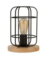 Searchlight Vision EU81951-1BK zwarte tafellamp met houten voet