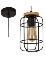Searchlight Vision 81953-1BK zwarte hanglamp met hout