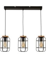 Searchlight Vision 81953-3BK zwarte hanglamp met hout