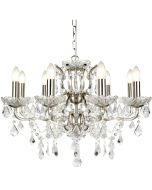 Searchlight Paris 8738-8SS staal kleurige kroonluchter met kristal