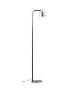 Brilliant Weald 94708/93 zwarte vloerlamp met hout en rookglas