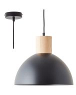 Brilliant Daintree 99709/76 zwart met houten hanglamp