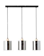 Brilliant Weald 99895/93 zwarte hanglamp met hout en rookglas