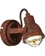 Brilliant Bente 26310/60 roestig wandspotje met stalen rooster voor een GU10 lamp en zwart strijkijzer snoer