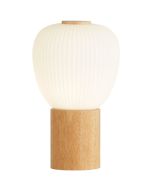 Searchlight Ella EU31410-1NA houten tafellamp met opaal kleurig glas