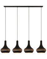 Freelight Canna H2904 Z zwart met goudkleurige hanglamp