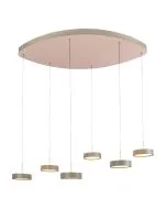 Freelight Alieno H3466C creme kleurige hanglamp met ovale plafondplaat en zes pendels