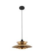 Freelight Muschio H3838BG zwarte hanglamp met gelaagde goudkleurige kap