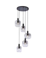 Freelight Vario PL2635SK zwarte hanglamp met rookglas