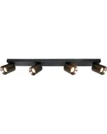 Freelight Strano PL3602GM ronde zwarte plafondplaat met twee gunmetal kleurige spot voor GU10