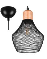 Trio Valeria R31281032 zwarte hanglamp met hout