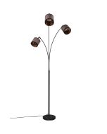 Trio Davos R41553041 zwarte vloerlamp met kapjes van taupe textiel