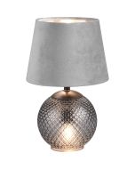 Trio Jonna R51242054 grijs fluwelen tafellamp met lamp in voet