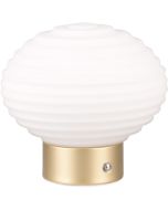 Reality Earl R57771101 messing oplaadbare tafellamp met opaal glas