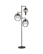 Freelight Aureol S2233SK zwarte vloerlamp met rookglas