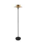 Freelight Muschio S3801BG zwarte vloerlamp met goudkleurig gelaagde kap