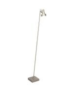 Freelight Lunata S9091S staal kleurige vloerlamp met vierkante voet en dunne buis met in de top een spotje