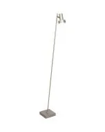 Freelight Lunata S9091S staal kleurige vloerlamp met vierkante voet en dunne buis met in de top een spotje