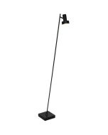 Freelight Lunata S9091Z zwarte vloerlamp met vierkante voet en dunne buis met in de top een spotje
