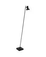 Freelight Lunata S9091Z zwarte vloerlamp met vierkante voet en dunne buis met in de top een spotje