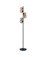 Freelight Calcio S9106 zwarte vloerlamp met amber kleurig glas