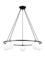 Sollux Yoli SL.1214 zwarte kroonluchter met wit glazen bollen
