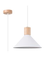 Sollux Jaga SL.1319 witte hanglamp met houten details