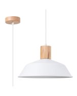 Sollux Fano SL.1321 witte hanglamp met hout