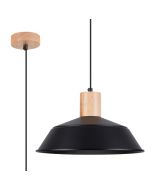 Sollux Fano SL.1322 zwarte hanglamp met hout