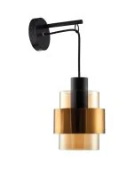 Freelight Chiasso W5101Z zwarte wandlamp met rookglas