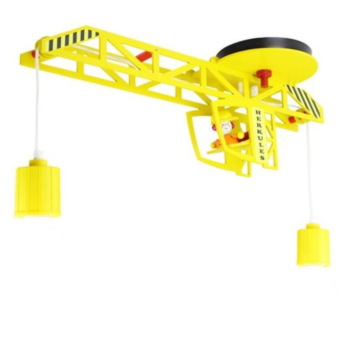 Kinderhanglamp in de vorm van een gele bouwmachine voor kinderkamer